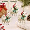 1Pcs Christmas Sheep 2D Acrylic Ornament with Santa Hat Scarf Lovely Xmas Tree Hanging Pendant for Winter Holiday Home Decor