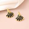 Stainless Steel Drip Oil Leaf Earrings - Fashionable and Versatile