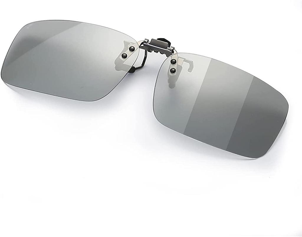 KANGYONG Photochromic Clip-On Sunglasses - Polarized Lenses, Attaches Over Glasses, Flip-Up Design, Suitable for Driving and Other Uses.