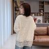 Korean Style Openwork Lace Lapel Blouse - 2025 Spring Women's Loose Fit, Long Sleeve