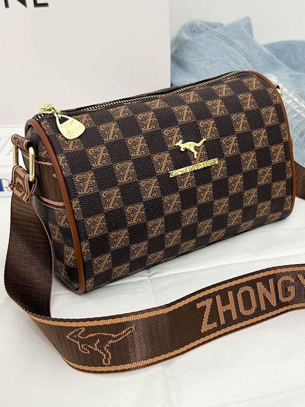 Retro-Print PU-Leder Umhängetasche für Frauen mittleren Alters