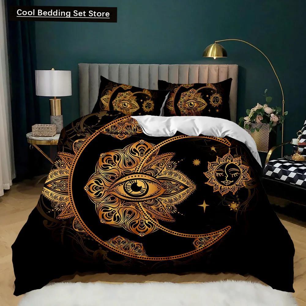 Bohemian Duvet Cover Set Golden Sun Twin Bedding Set Boho Style for Teens Adults Double Queen King Size Polyester Qulit Cover