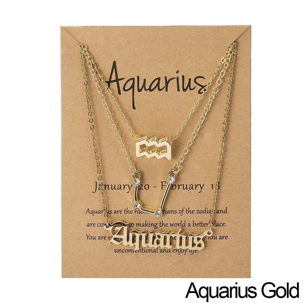 Fashion 12 Constellation Zodiac Star Sign Pendant Clear Zircon Women Necklaces Pisces Aries Taurus Horoscope Amulet Jewelry