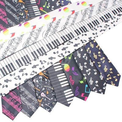 Five-Line Stave Student Handmade Shiny Imitation Silk Tie, 5cm Narrow, Korean Style for Men and Women