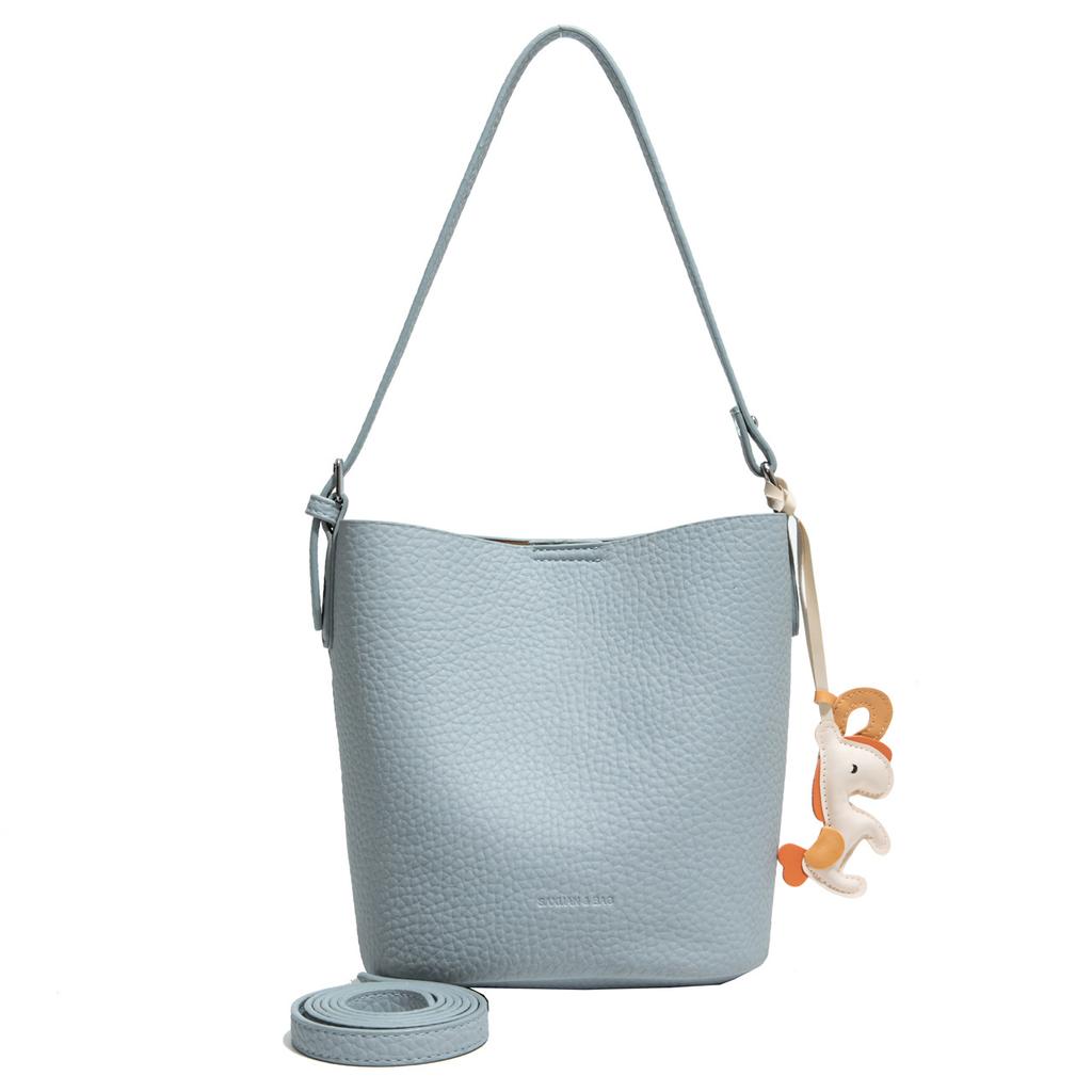 Retro Lychee Muster Pendler Bucket Bag Damen Trend Vielseitig Lässig Einfache Schulter Messenger Bag