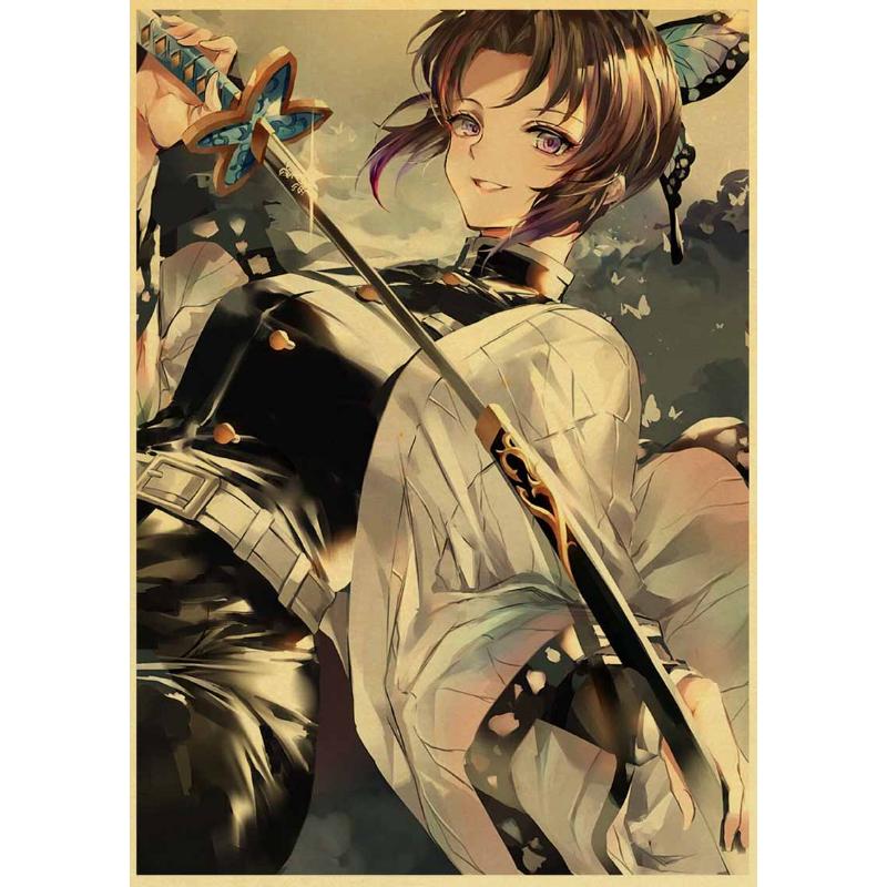 Klassieke Anime Demon Slayer Posters Esthetische Retro Kraftpapier Poster Home Decor Muurstickers Slaapkamer Bar Cafe Art Schilderen