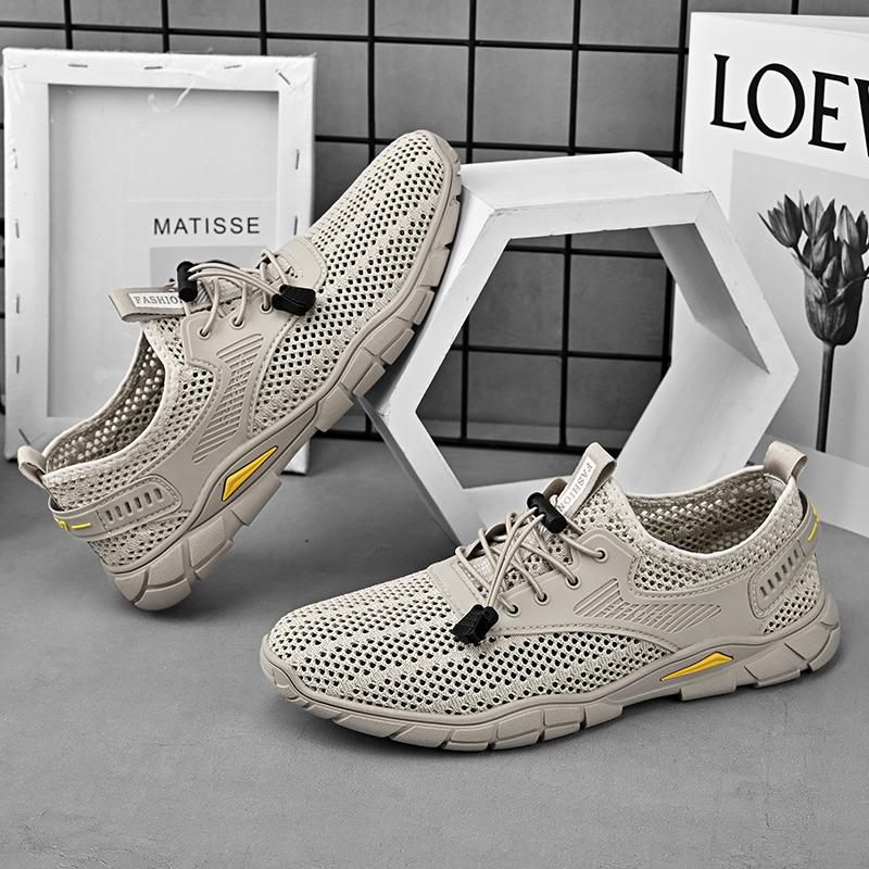 New Fashion Mens Sandals Summer Outdoor Beach Leisure Mesh Shoes Breathable Hollow Out Treking Shoes Versatile Male Cool Sandals