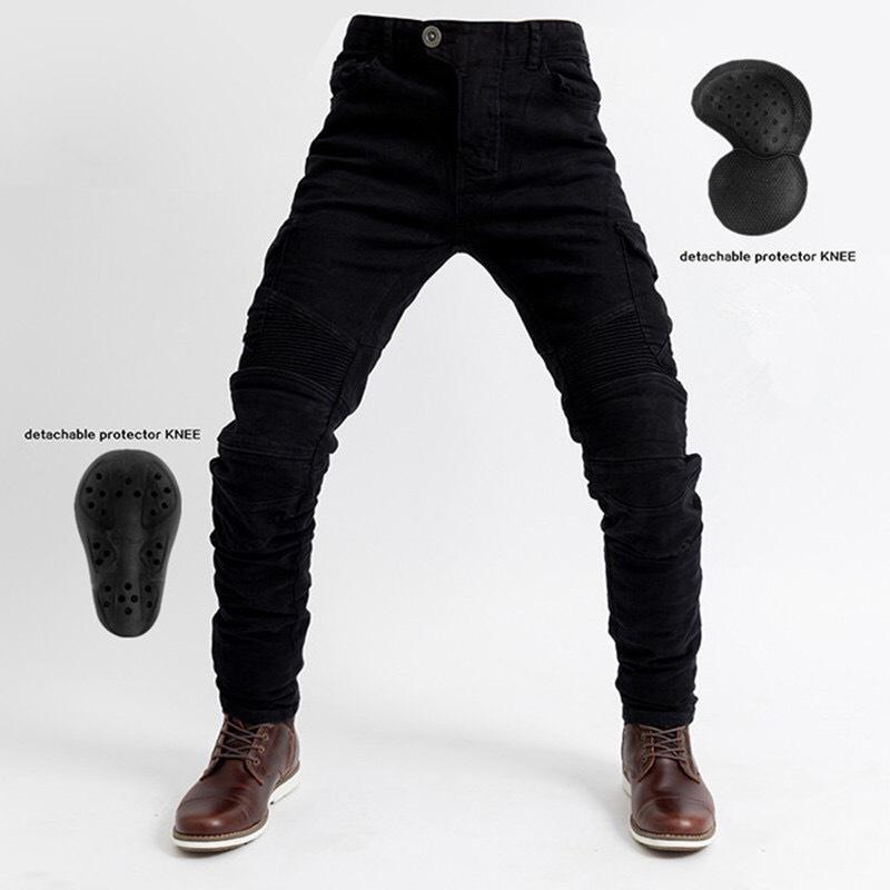 Four-Season Motorcycle Riding Pants - Military Green/Black, Anti-Fall, Slim Fit Jeans