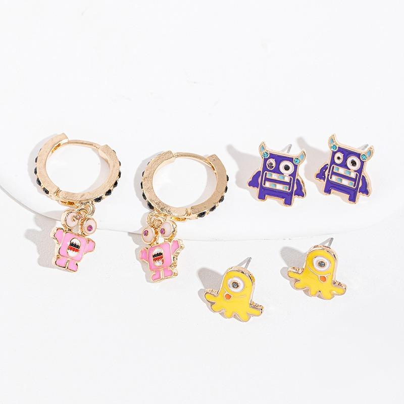 Halloween Drip Earrings Ornament Monster Diamond Pumpkin Stud Earrings Witch Mask Earrings