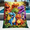 A Versatile And Warm Throw Blanket Featuring a Soft Lightweight Cartoon Dinosaur Design Perfect for Use In Any Season