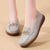 2023 Spring/Autumn Women's Casual Leather Slip-On Shoes with Metal Buckle - Soft Sole, Large Size, Comfort for Moms