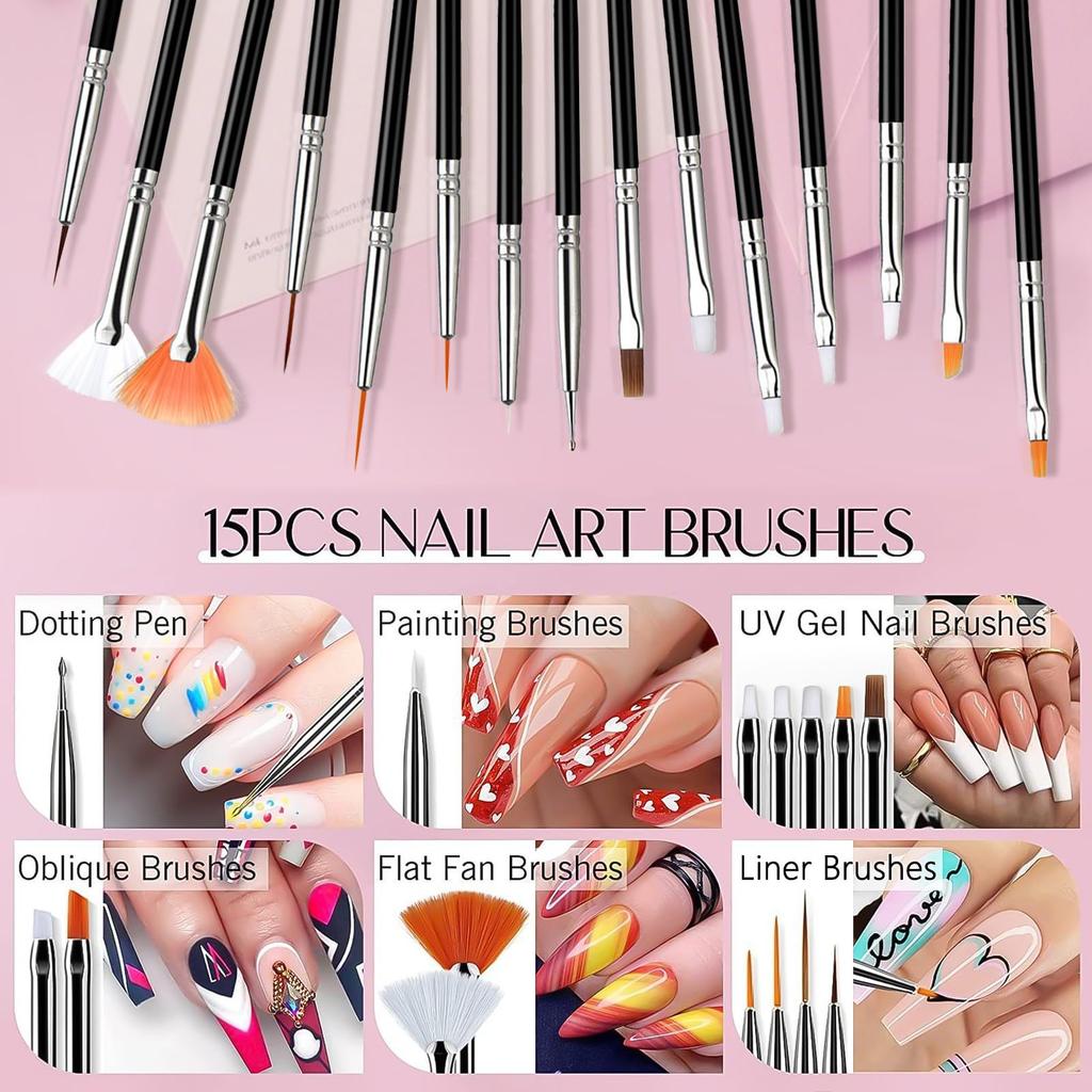 BORN PRETTY 31-Piece Nail Art Brush Set with Brush Holder and Palette