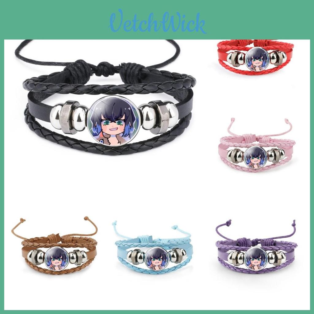 Elegant Demon Slayer Time Gem Leather Bracelet Hashibira Inosuke Unisex Design