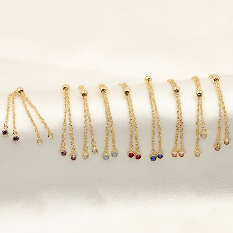14K Gold Plated Adjustable Water Wave Chain Bracelet/Necklace with Colorful Cubic Zirconia 