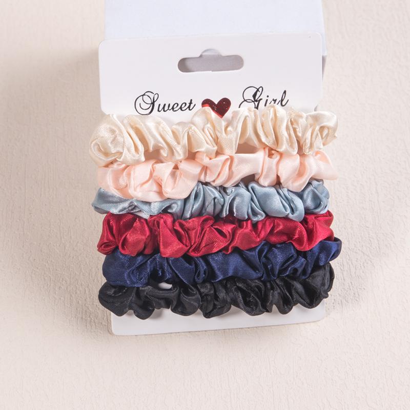 

6 шт./набор Женские эластичные резинки для волос Мягкие атласные повязки для волос Резинки Держатель для хвостика Скранчи Детские аксессуары для волос
