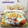 Ropa de cama con estampado de Son Goku, Juego de colcha, Funda de colcha, Funda de almohada, Regalo de cumpleaños para el hogar (1 * funda nórdica + 2 * fundas de almohada, sin núcleo)