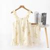 Cotton crepe pajamas for women, pure cotton fungus suspenders, short color, sweet and fresh summer loungewear