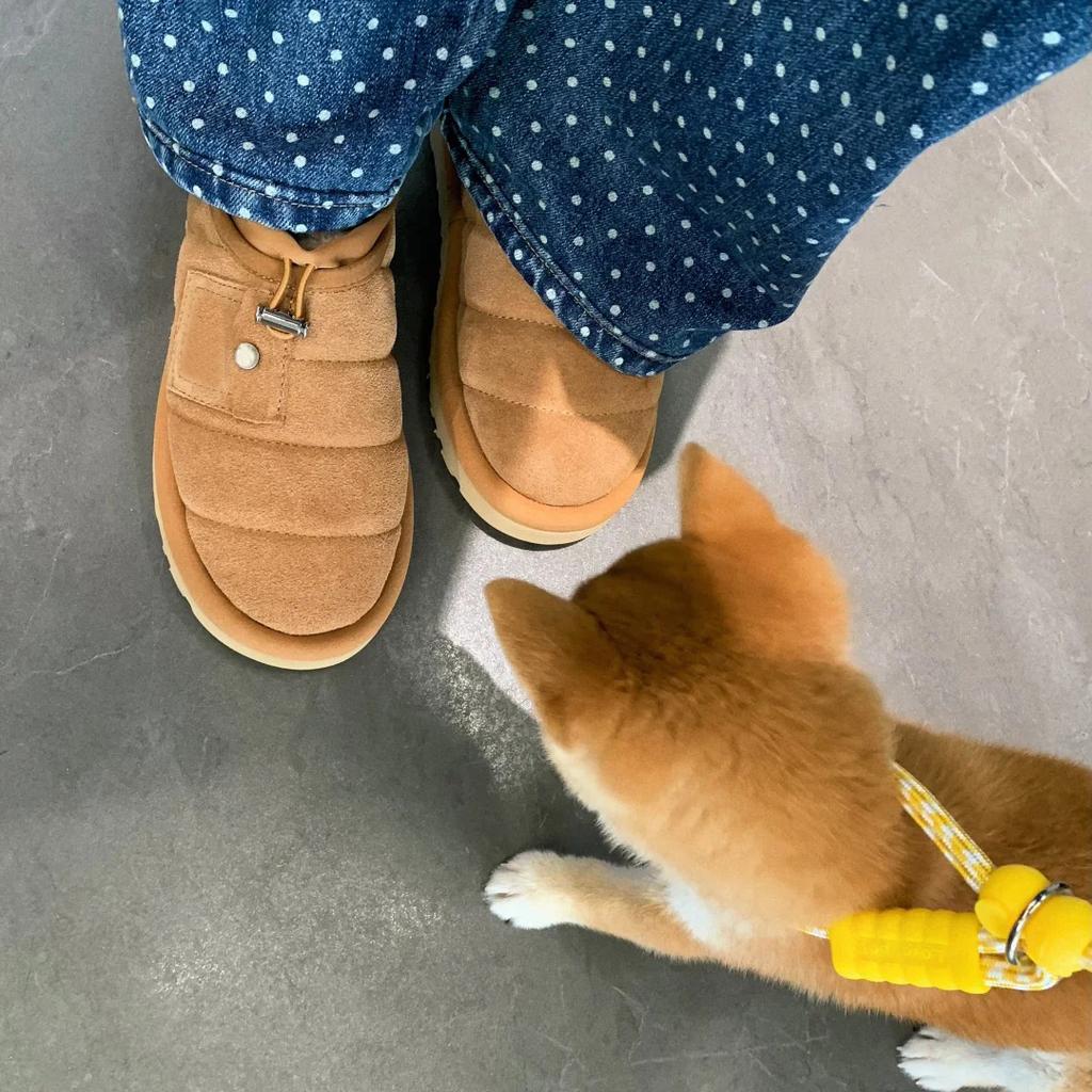 2025 Pocket Caterpillar Versatile Snow Boots Sheep One Pedal Thick-soled Tie Elastic Band Plush Thickened Cotton Shoes