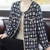 Thousand Birds Plaid Short Jacket Women's Spring and Autumn New Small Fresh Fashion Cardigan Sweater Loose Outer Wear Long Sleeve Top