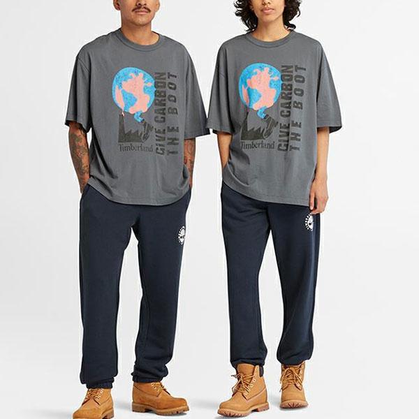 Timberland Letter Pattern Printed Casual Loose Comfortable Breathable Round Neck Short Sleeve Drop Shoulder T-Shirt Unisex T-Shirt Rock-Blue A6QAH-DH3