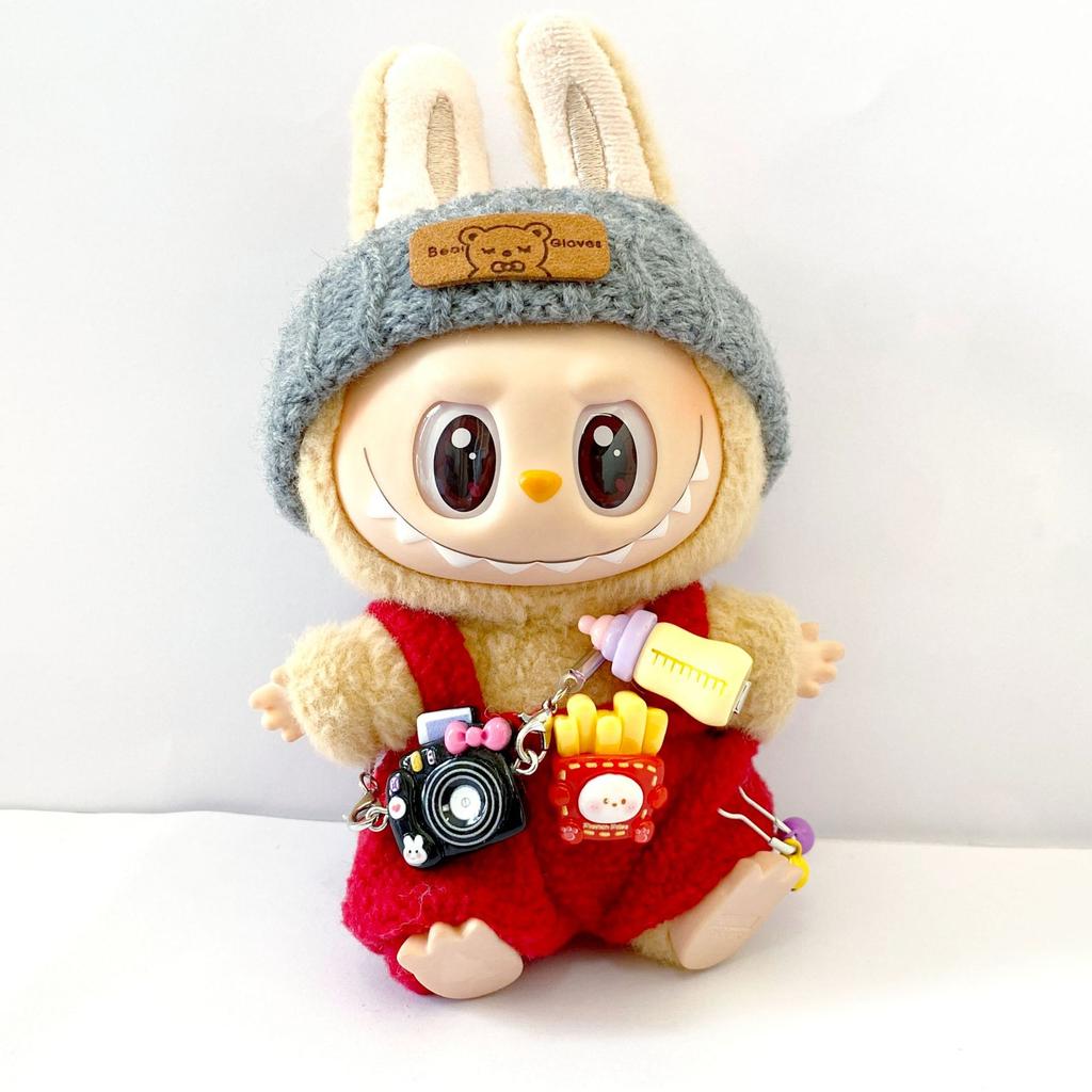 17cm Labubu Puppenkleidungsset Vollständiges Outfit mit Hut Schuhen Accessoires für Mini-Puppe Partyspiel Kultivieren Sitzende Spielzeuge Geschenke