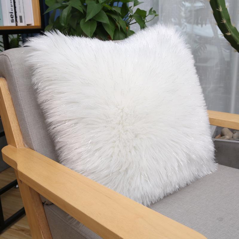 Nordic Australian Long Plush Faux Wool Cushion - Cute Girls' Bedside/Sofa Back Pillow Cover (Insert Not Included)