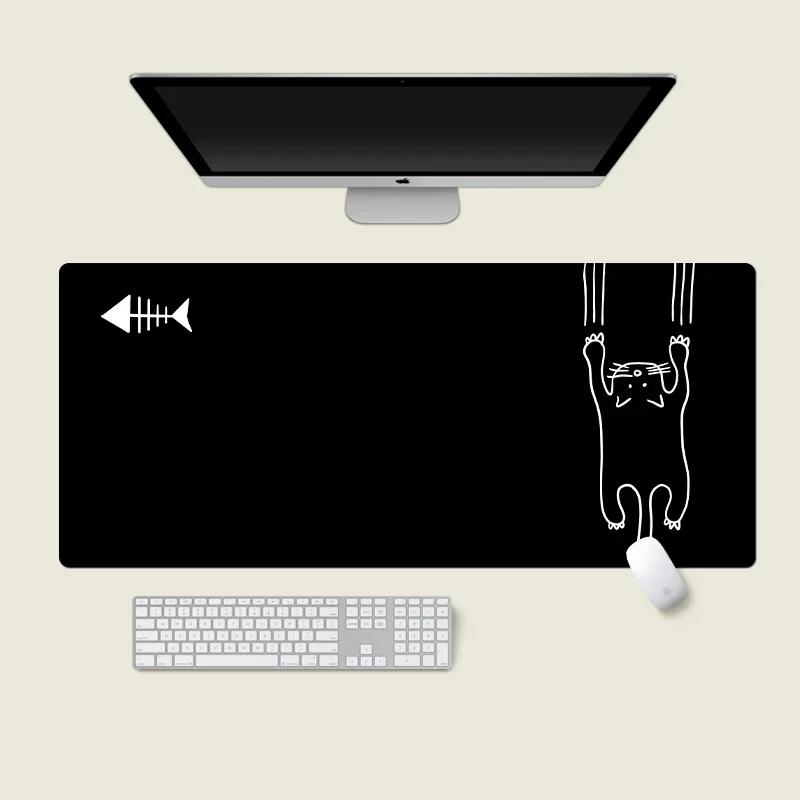 Cute Black Cat Mouse Pad Girl Large Computer Office Game Table Mats XXL Rubber PC Keyboard Mousepad Anti-slip Long Desk Pads