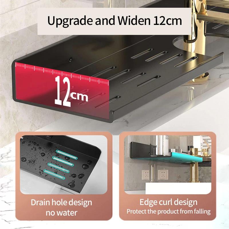 Bathroom Rack Bathroom Shelf Toilet Storage Rack Toilet Kitchen Space Aluminum Hang On the Wall Punch-free Rack Hanging Shelves