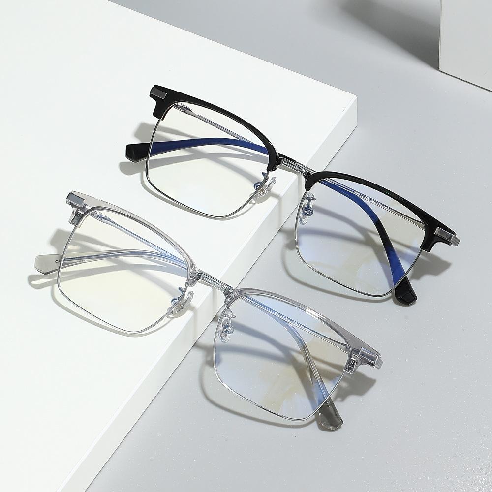 Ultra-Light Pure Titanium Square Business Glasses Frame Myopia Glasses Frame Men'S Models Can Be Matched With Degree Business Men'S Half Frame Glasses