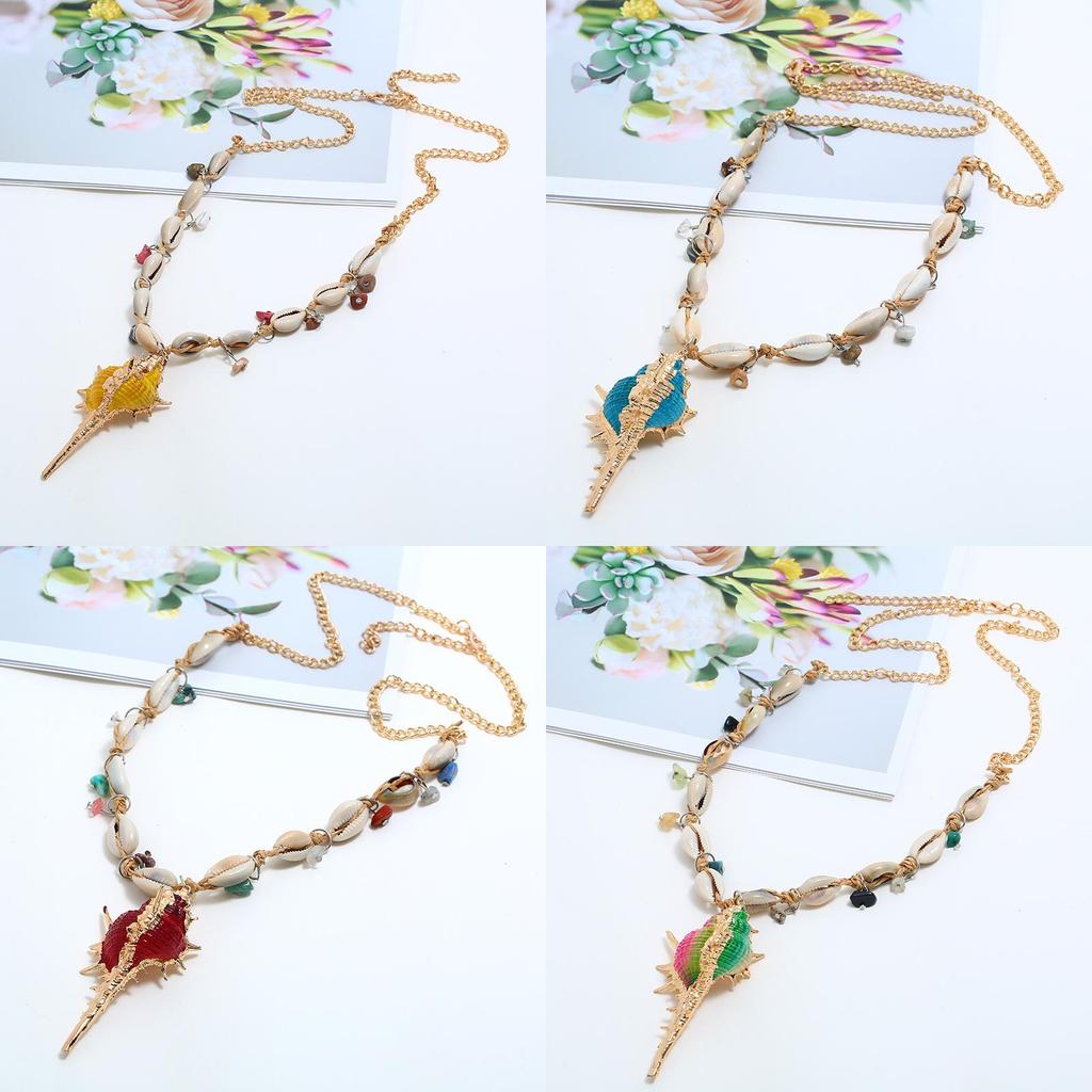 Fashionable Shell Necklace With Blue Sapphire Accents For Casual Wear And Parties