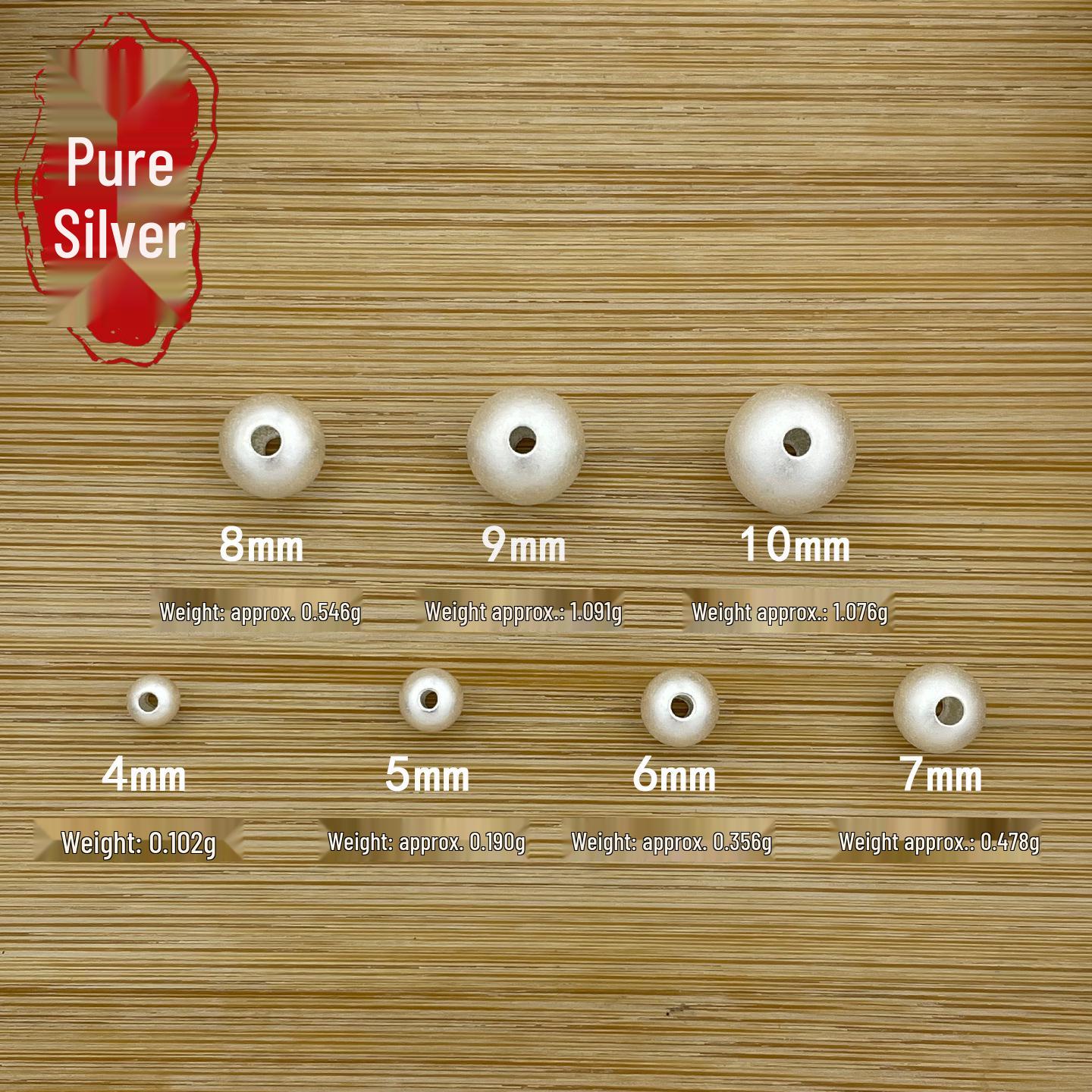 Sterling Silver S999 Sandblasted Beads: Frosted Round for DIY Bracelets 3mm