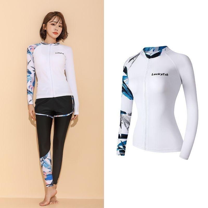 Womens 2-Piece UV Protection Wetsuit Set Snorkeling Surfing Swimming Long Sleeve Quick Dry Rash Guard