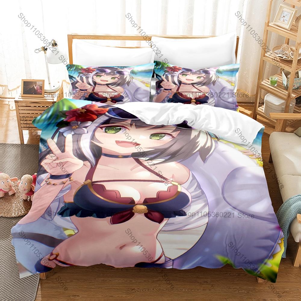 Cool Kyaru Princess Connect Re:Dive Bedding Set Duvet Cover + 2 Pillowcases Cat Ears Thief Cute Anime Girl Bedroom Decor
