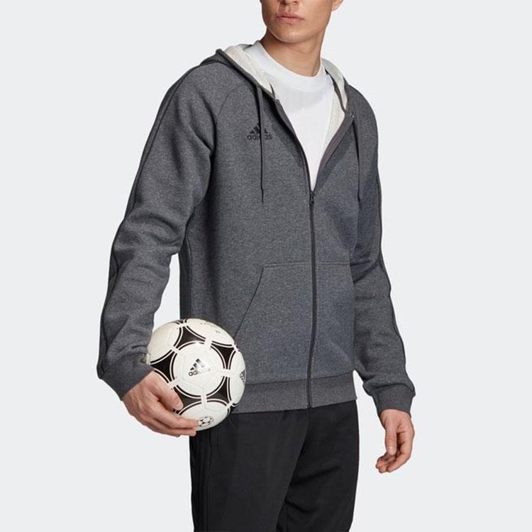 Adidas Core18 Fz Hoody Logo Print Zip Jacket Men Jacket Gray FT8070