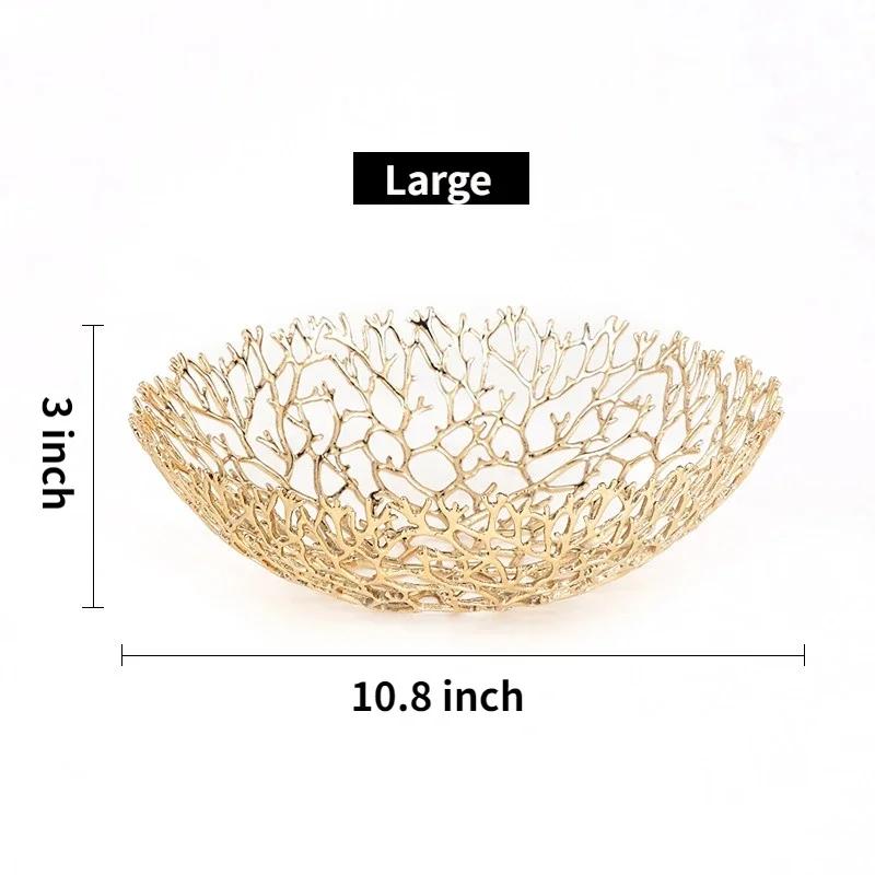 

Золотые декоративные овальные фруктовые корзины, золотые металлические сервировочные тарелки, подносы для кухни, кофе, обеденного стола, закуски, листья, тарелки