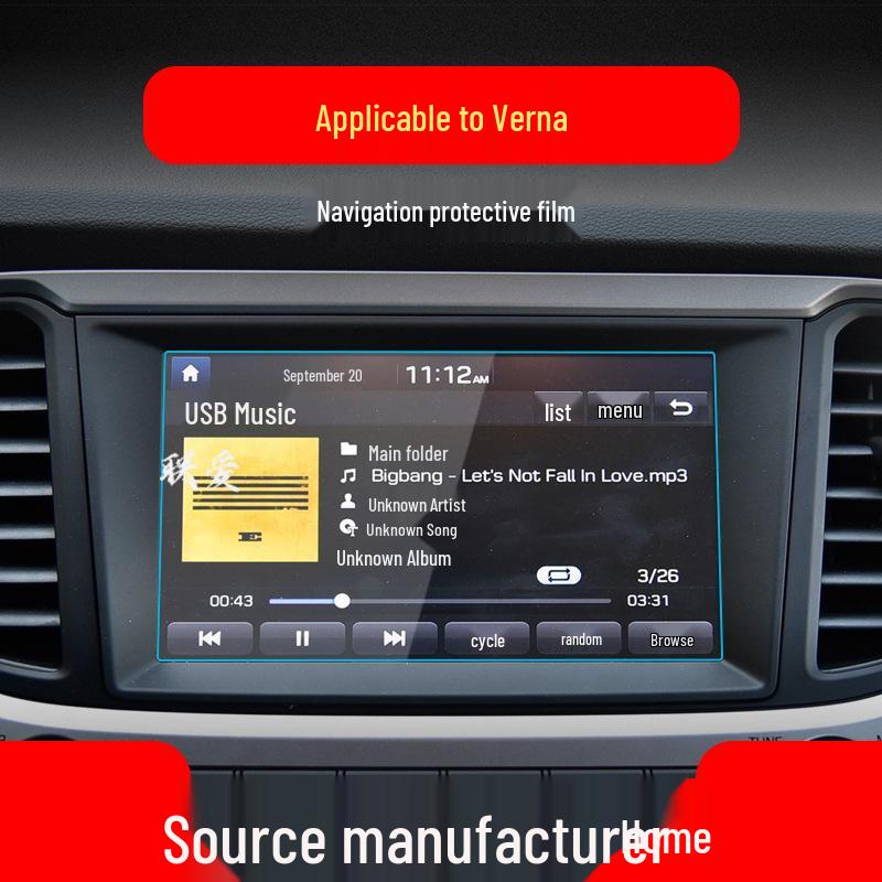 Hyundai Elantra & Verna Navigation Tempered Film Screen Protector, Dynamic Control