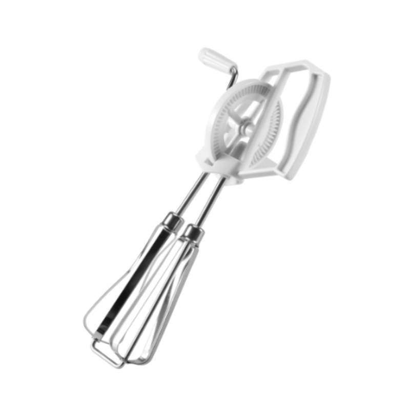 Stainless Steel Handheld Manual Egg Beater With Splash Guard For Home Baking And Cooking