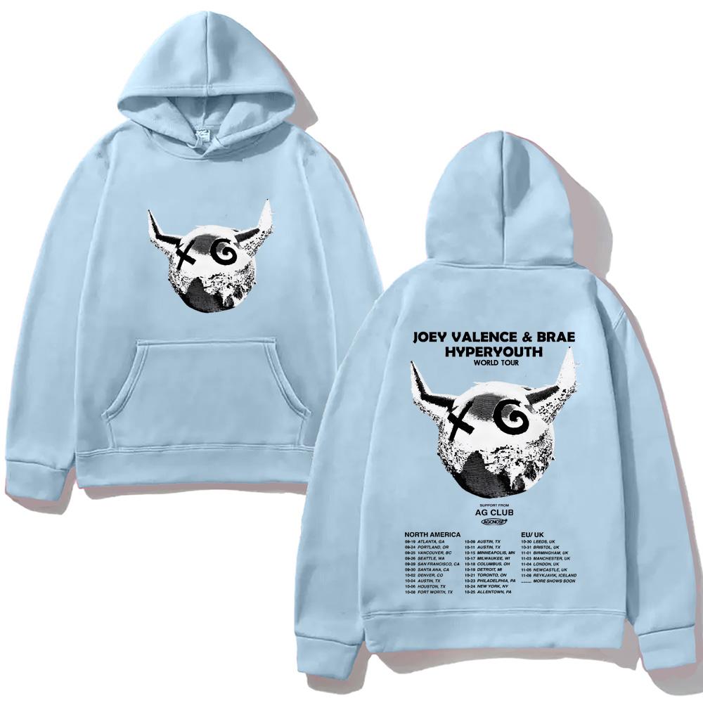 Joey Valence 2025TOUR Mode Kapuzenpullover mit Tasche Grunge Bequeme Sweatshirts Langarm Gothic Kleidung Moletom Punk Weicher Kapuzenpulli