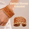Handmade Rattan Woven Bracelet Bird Nest Shape Bohemian Braided Bracelet Ethnic Style Bangle  Beach