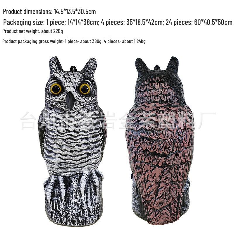 Cross-Border Owl: Outdoor Bird-Scaring, Rodent-Repelling Resin Ornament with Head Movement