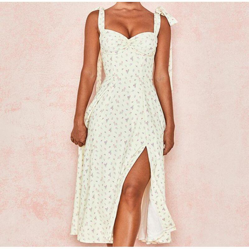 Summer New Printed Sexy Split Slip Dress