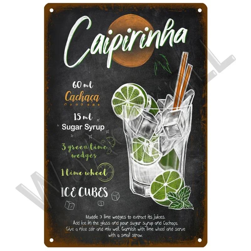 Metal Sign Vintage Tin Signs Retro Decorations Gin & Tonic Cocktail Plate Decorative Poster Plaque Bar Kitchen Home Wall Decor