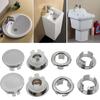 Bathroom Kit Sink Spare Parts Cover Overflow Ring Round ABS Plastic Basin Chrom Silver 8pc Improvement Decorative
