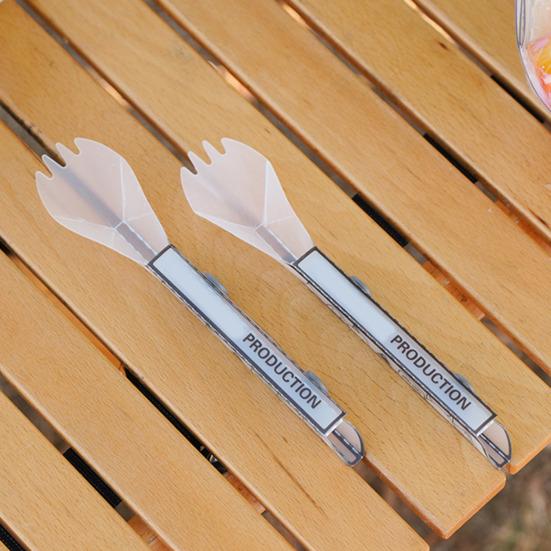 Outdoor Folding Fork Spoon with Snap Button Portable Travel Picnic Hiking Backpacking Food Grade Collapsible Cutlery Flatware Utensils