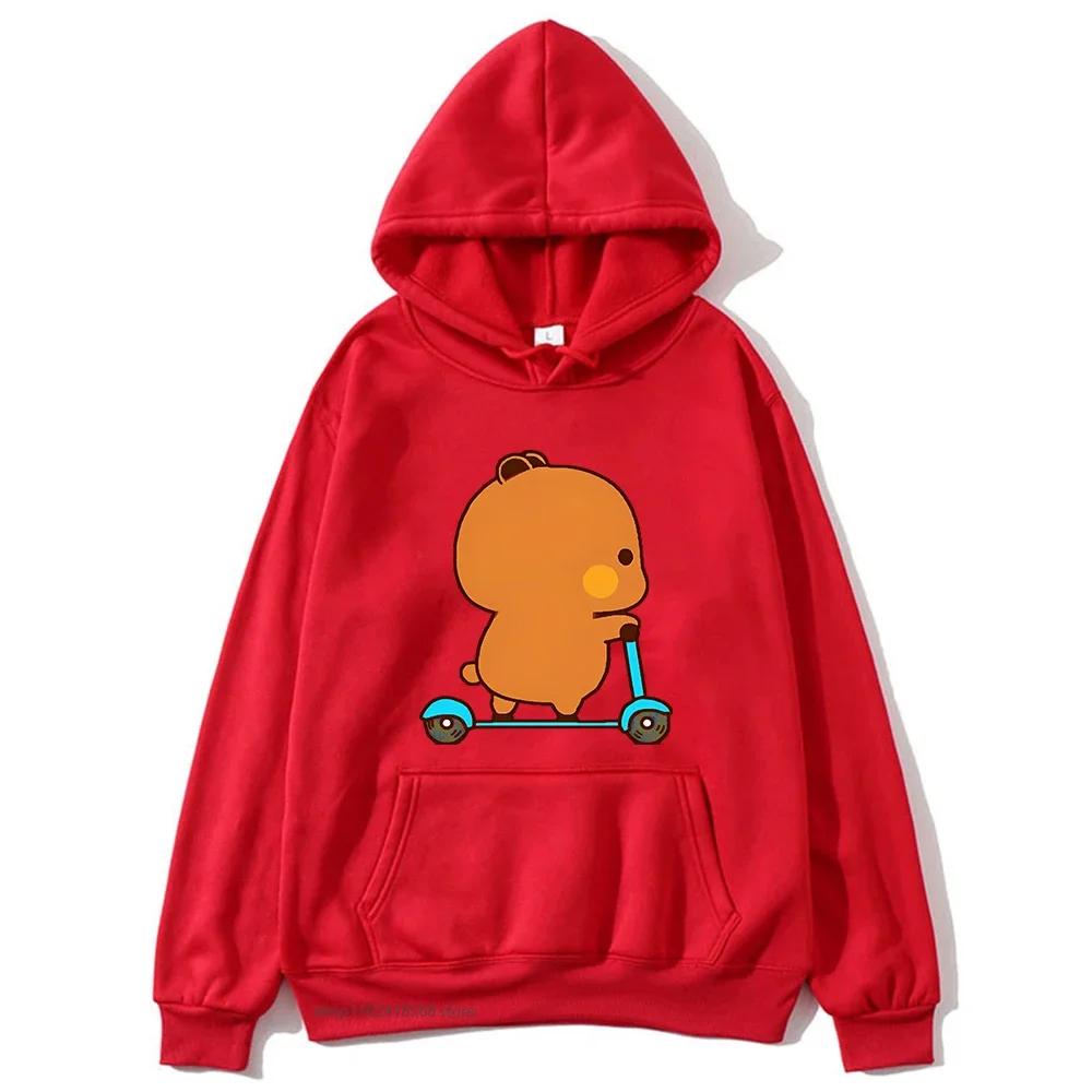 Cute Couple Hoodie Cute Bubu and Dudu Are Playing Scooter Together Sweatshirts Hooded Men's Clothes Women Panda Bear Top