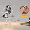 Premium-Mic Robot,Retro Style Microphone Robot Table Lamp,Holding Guitare Night Light,Vintage Microphone Robot Desk Lamp