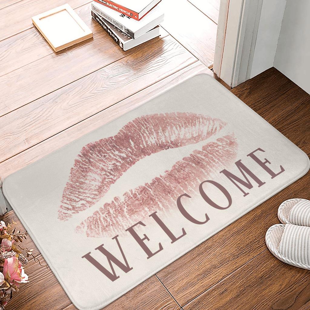 Rose Gold Glitter Sparkle Eyelashes Doormat Non-Slip Kitchen Bath Mat Living Room Door Floor Entrance Carpet Rug