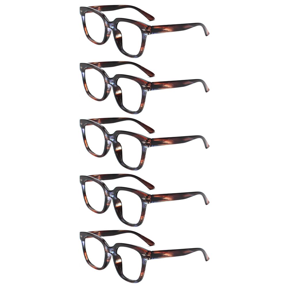 Turezing 5 Pack New Reading Glasses For Men And Women Clear Lenses Spring Hinge Diopter +0.5+1.0+3.0+5.0+6.0