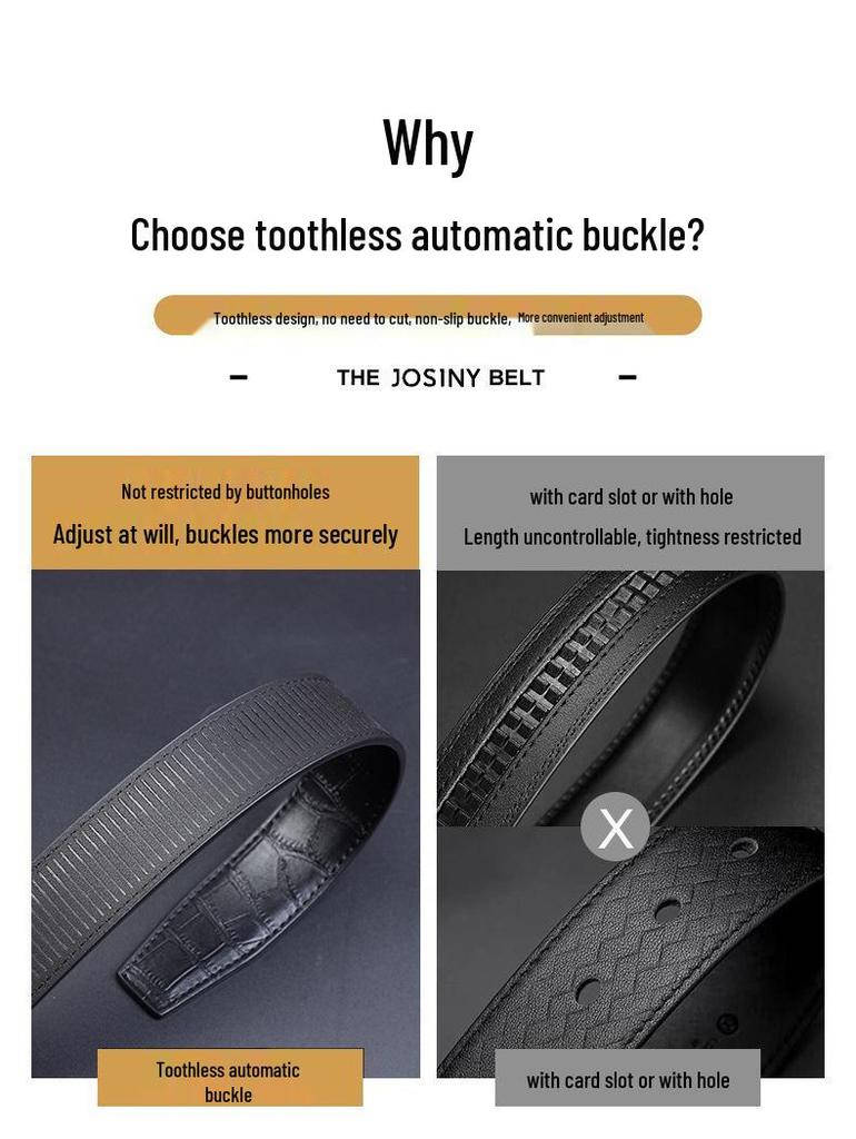 Cintura da uomo in vera pelle con fibbia automatica - Alla moda, Versatile per l'uso in ufficio o casual