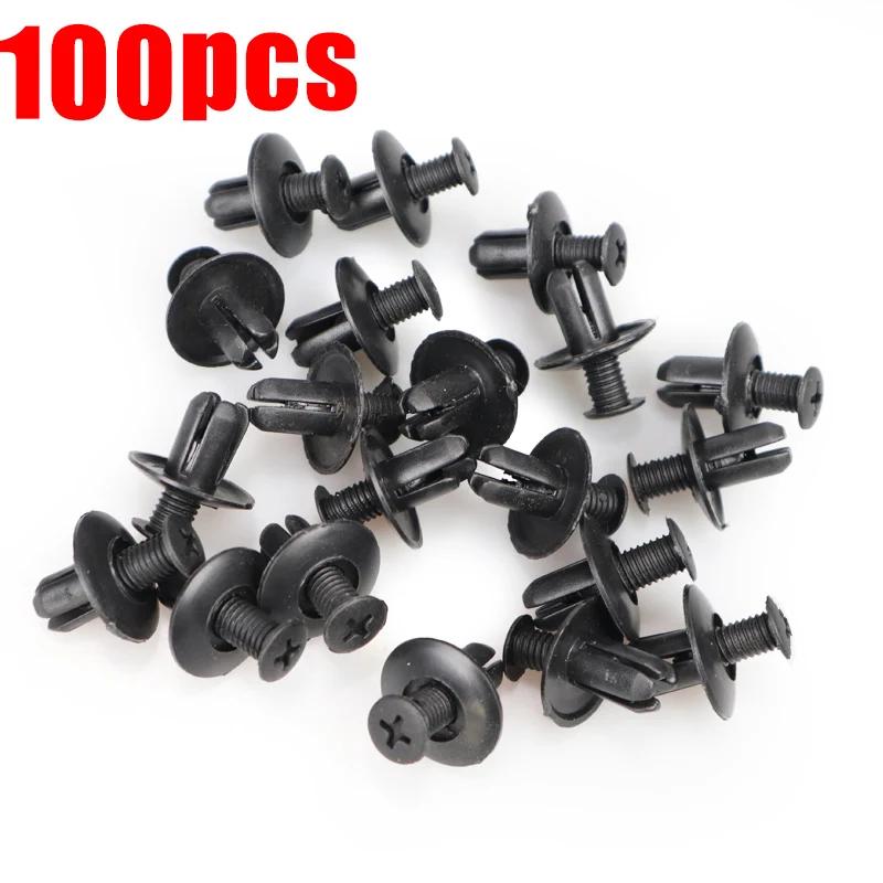 

100/50 8 мм Дверні заклепки Пластикові кліпси Кріплення Чорні автомобілі Облицьована кришка Зубці Заклепки Автозастібки Фіксатор Push Pin Clips Інструмент